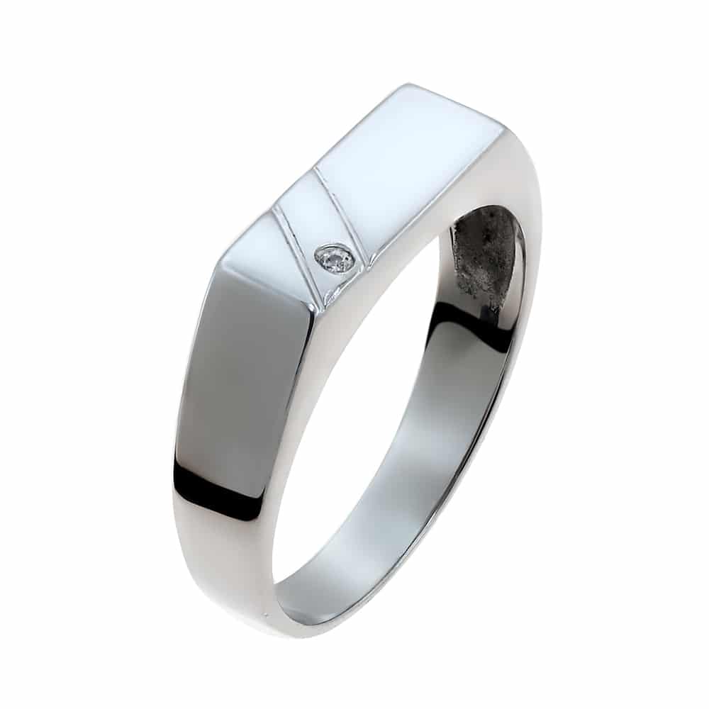 Λευκόχρυσο δαχτυλίδι Κ9 με ζιργκόν σε λιτή γραμμή σχεδίασης
