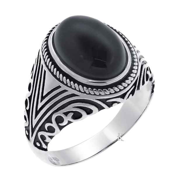 Δαχτυλίδι Ασήμι 925° με Μαύρο Πλατίνωμα & Μαύρο Όνυχα