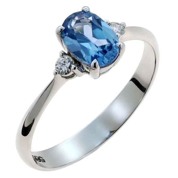 Δαχτυλίδι Λευκόχρυσος Κ14 με Διαμάντια & Aquamarine