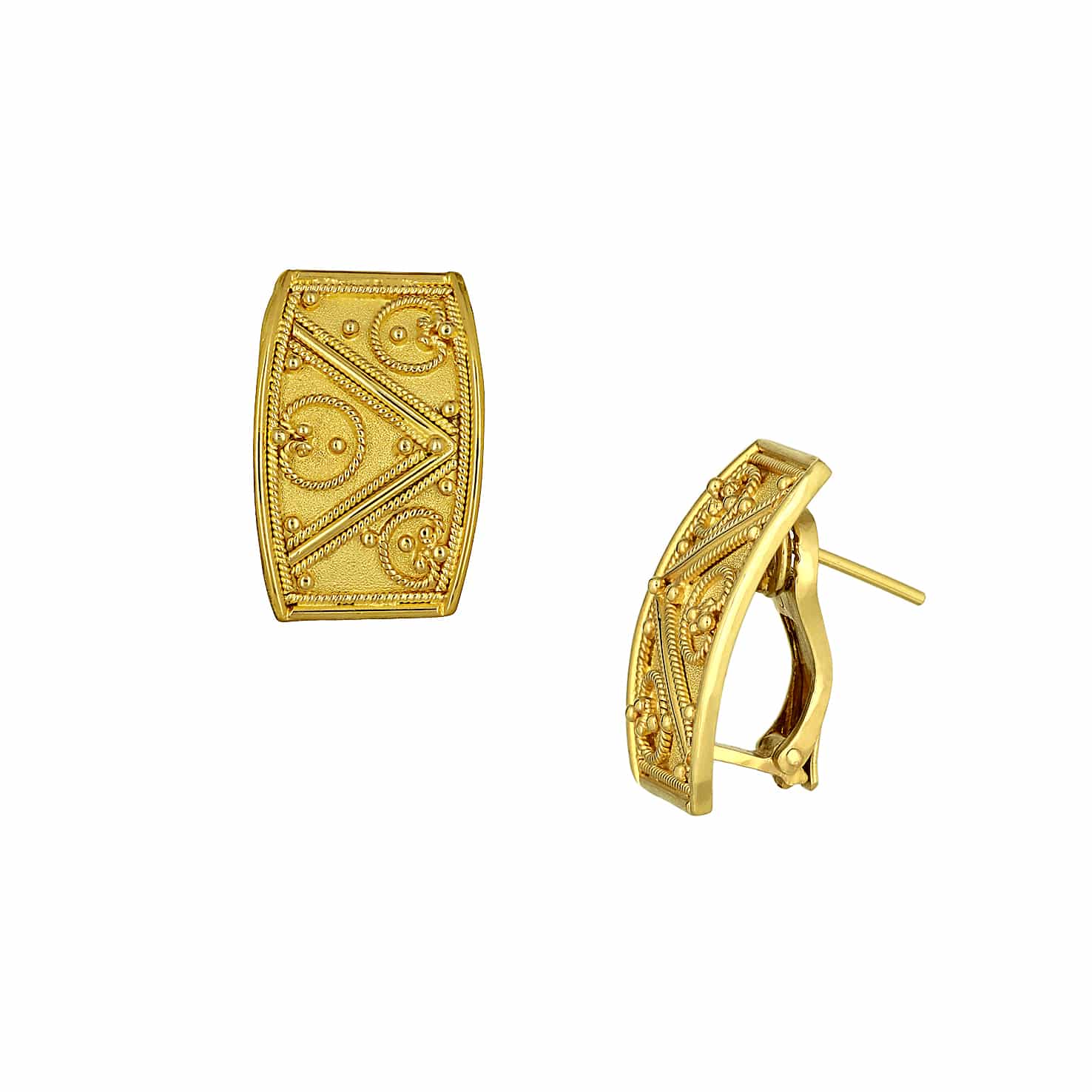 Σκουλαρίκια Χειροποίητα Χρυσός Κ18 σε Αρχαιοελληνικό Ύφος