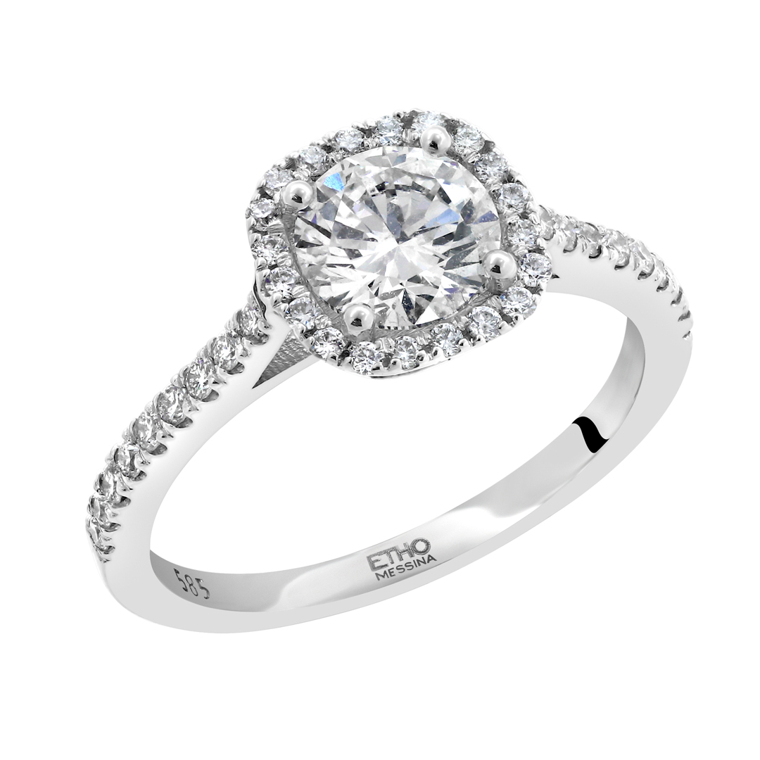 Δαχτυλίδι με Lab Grown Diamonds Λευκόχρυσος Κ14