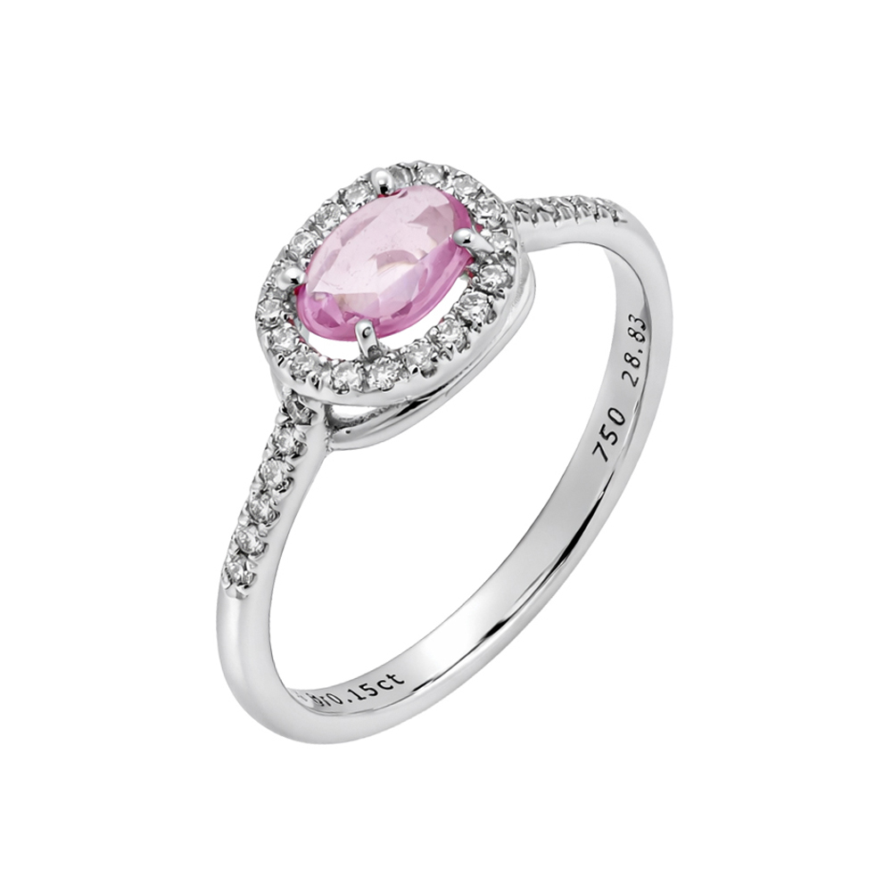 Λευκόχρυσο Δαχτυλίδι Κ18 με Pink Sapphire & Διαμάντια