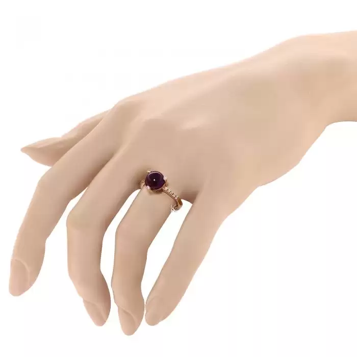 Δαχτυλίδι Ροζ Χρυσός Κ14 με Τουρμαλίνη & Ζιργκόν