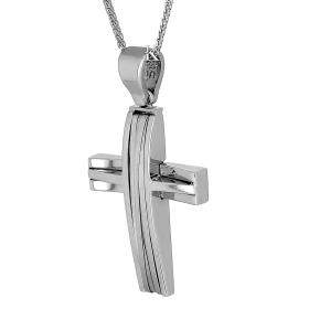 Σταυρός Χειροποίητος Μασίφ Λευκόχρυσος Κ14 SKU-280