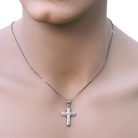 Σταυρός Ανδρικός Κλασικός Λευκόχρυσος Κ14 με Τον Εσταυρωμένο SKU-1278