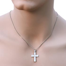Σταυρός Ανδρικός Λευκόχρυσος Κ14 με Λουστρέ Φινίρισμα SKU-1324
