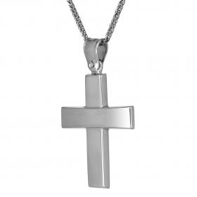 Σταυρός Ανδρικός Λευκόχρυσος Κ14 με Λουστρέ Φινίρισμα SKU-1324