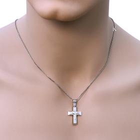Ανδρικός Σταυρός Λευκόχρυσος Κ14 με Τον Εσταυρωμένο SKU-1714