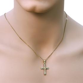 Σταυρός Ανδρικός Χρυσός & Λευκόχρυσος Κ14 Διπλής Όψεως SKU-1246