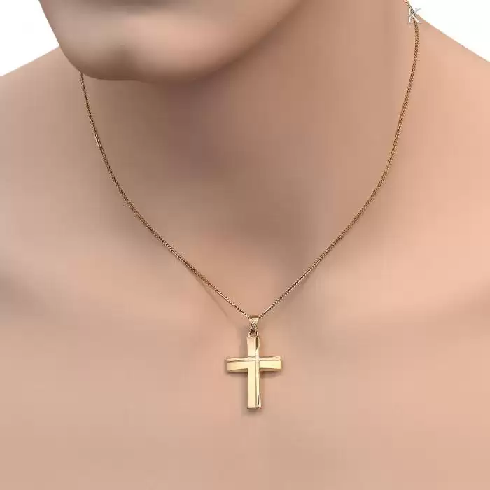 Σταυρός Ανδρικός Χρυσός & Λευκόχρυσος Κ14 Διπλής Όψεως SKU-1468