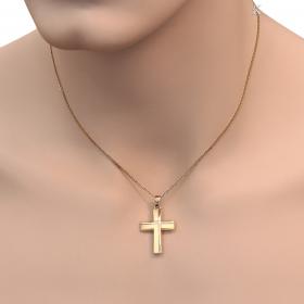 Σταυρός Ανδρικός Χρυσός & Λευκόχρυσος Κ14 Διπλής Όψεως SKU-1468