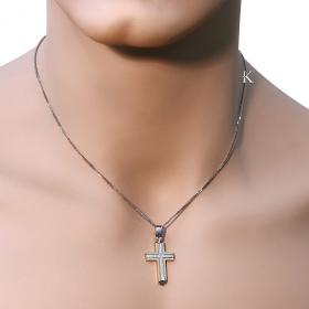 Σταυρός Ανδρικός Χρυσός & Λευκόχρυσoς Κ14 Με Ένθετο Σταυρό SKU-1129