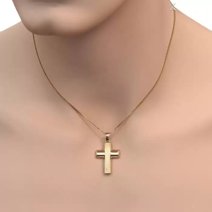 Σταυρός Ανδρικός Κλασικός Χρυσός Κ14 Διπλής Όψεως SKU-1346