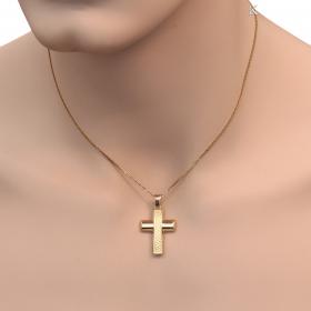 Σταυρός Ανδρικός Κλασικός Χρυσός Κ14 Διπλής Όψεως SKU-1346