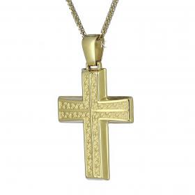 Σταυρός Ανδρικός Κλασικός Χρυσός Κ14 Διπλής Όψεως SKU-1346