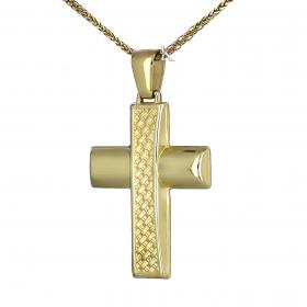 Σταυρός Ανδρικός Κλασικός Χρυσός Κ14 Διπλής Όψεως SKU-1346