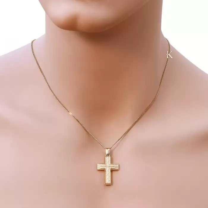 Σταυρός Ανδρικός Κλασικός Χρυσός Κ14 Διπλής Όψεως SKU-1346