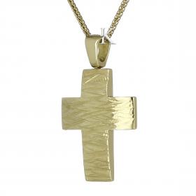 Σταυρός Χειροποίητος Ανδρικός Μασίφ Χρυσός Κ14 SKU-2671