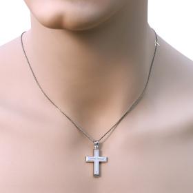 Σταυρός Ανδρικός Λευκόχρυσος Κ14 Με Ένθετο Σταυρό SKU-3159