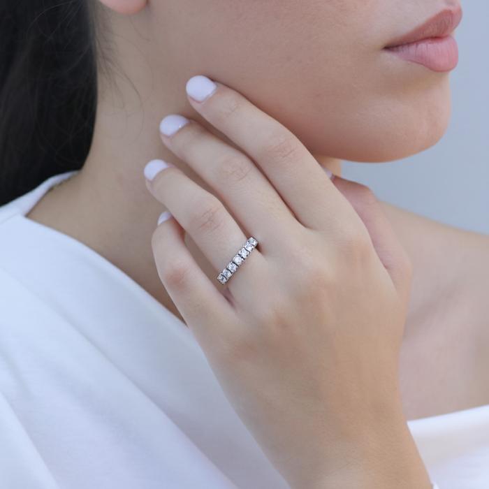 Γυναικείο Δαχτυλίδι Μισόβερο Λευκόχρυσος K14 με Λευκά Ζιργκόν SKU-4297