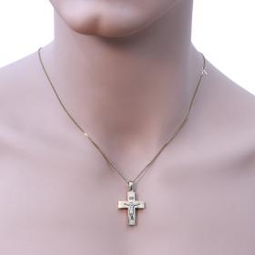 Σταυρός Ανδρικός Λευκόχρυσος & Χρυσός Κ14 Διπλής Όψεως SKU-4758