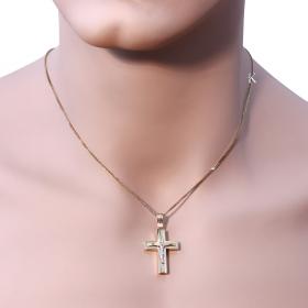Σταυρός Ανδρικός Χρυσός & Λευκόχρυσος Κ14 Διπλής Όψεως SKU-4761