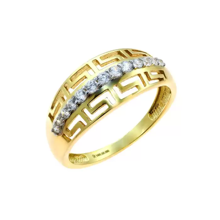 SKU-5535 / Δαχτυλίδι Μαίανδρος Χρυσός Κ14 με Ζιργκόν