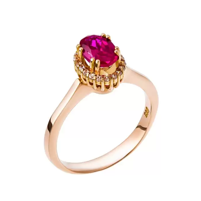 SKU-5714 / Δαχτυλίδι Ροζέτα Ροζ Χρυσός Κ14 με Ζιργκόν
 
