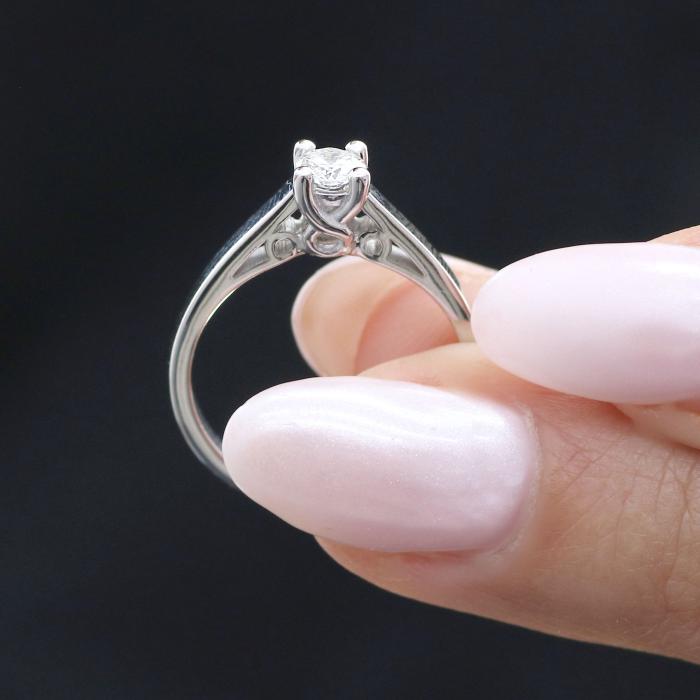Μονόπετρο Δαχτυλίδι Λευκόχρυσος Κ14 με Διαμάντι