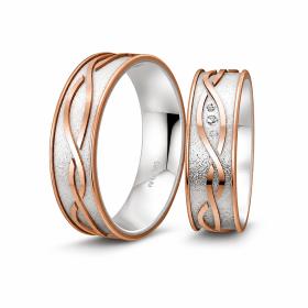 Βέρες Breuning Σειρά Design, Λευκόχρυσος & Ροζ Χρυσός με Διαμάντια, Κ14-Κ18 SKU-6438