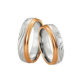 Βέρες Breuning Σειρά Palladium II, Ρόζ Χρυσός & Palladium με Διαμάντια, K8+500 Palladium - Κ14+500 Palladium SKU-6566