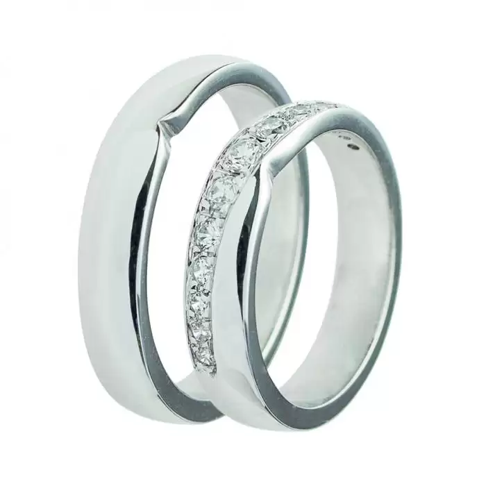 SKU-6248 / Βέρες Γάμου Jeweler Λευκόχρυσος με Ζιργκόν, Κ9-Κ14-Κ18