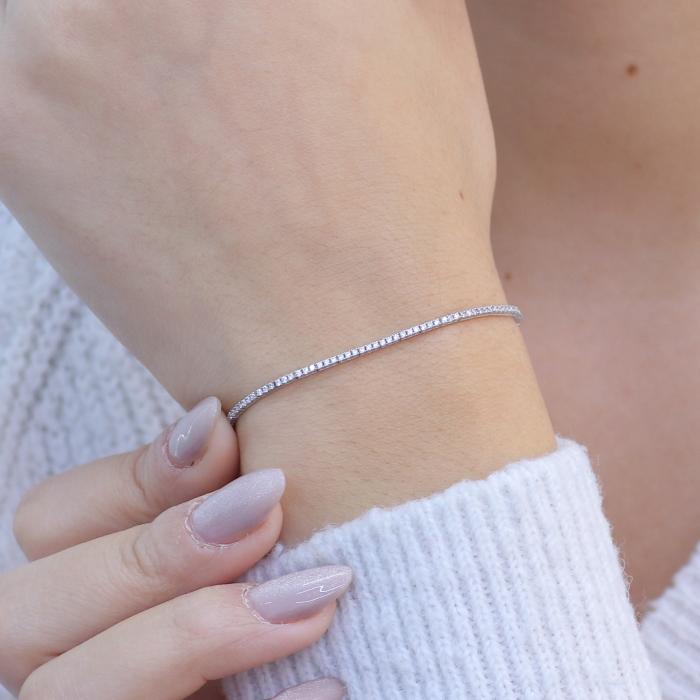 Βραχιόλι Ριβιέρα Λευκόχρυσος Κ18 με Ζιργκόν SKU-6052