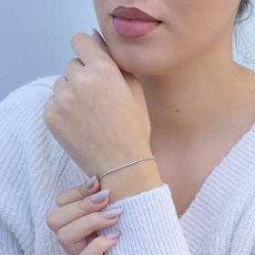 Βραχιόλι Ριβιέρα Λευκόχρυσος Κ18 με Ζιργκόν SKU-6052