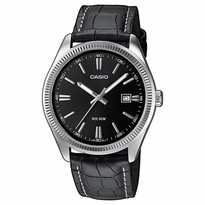 SKU-6811 / CASIO Collection Black Leather Strap
