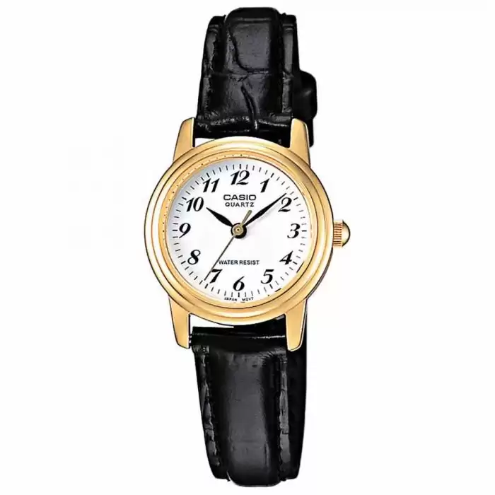 SKU-6807 / CASIO Collection Gold Case Black Leather Strap