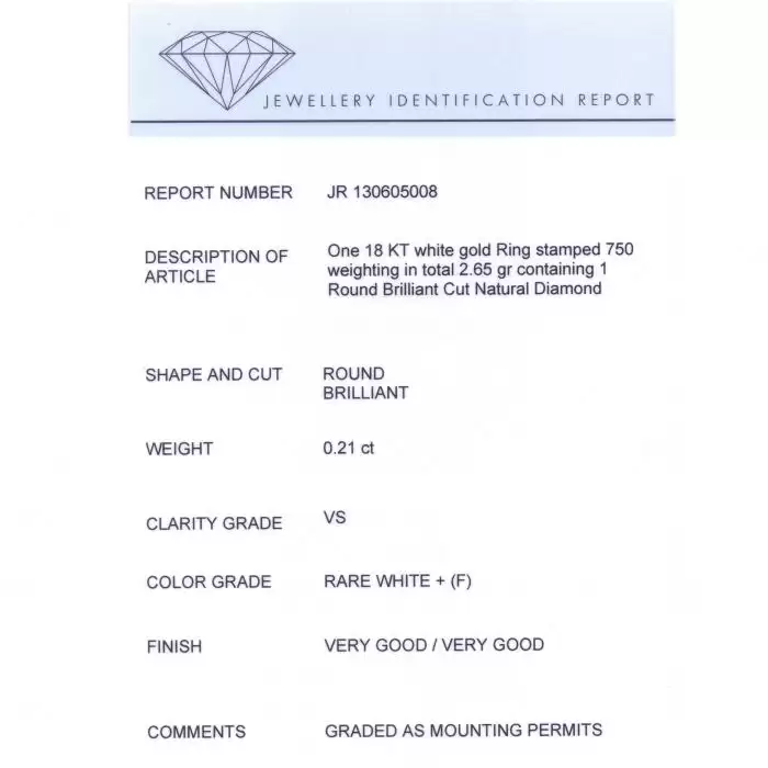 SKU-6209 / Μονόπετρο Δαχτυλίδι Λευκόχρυσος Κ18 με Διαμάντι
 