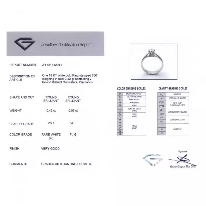 SKU-6022 / Μονόπετρο Δαχτυλίδι Λευκόχρυσος Κ18 με Διαμάντια
