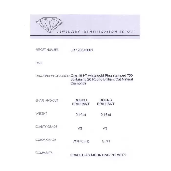 SKU-6070 / Μονόπετρο Δαχτυλίδι Λευκόχρυσος Κ18 με Διαμάντια
