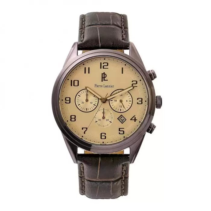 SKU-6185 / PIERRE LANNIER Chronograph Brown Leather Strap