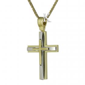 Σταυρός Ανδρικός Μοντέρνος Χρυσός & Λευκόχρυσος Κ14 SKU-6469
