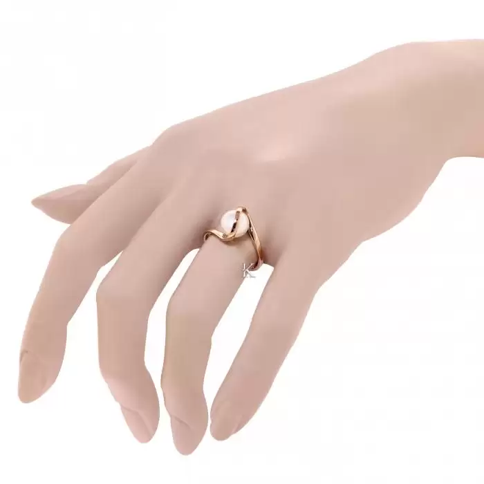 SKU-7438 / Δαχτυλίδι Ροζ Χρυσός Κ14 με Μαργαριτάρι 