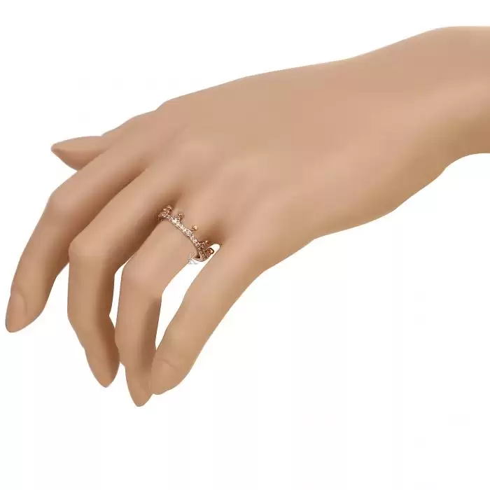 Δαχτυλίδι Κορώνα Ροζ Χρυσός Κ14 με Ζιργκόν