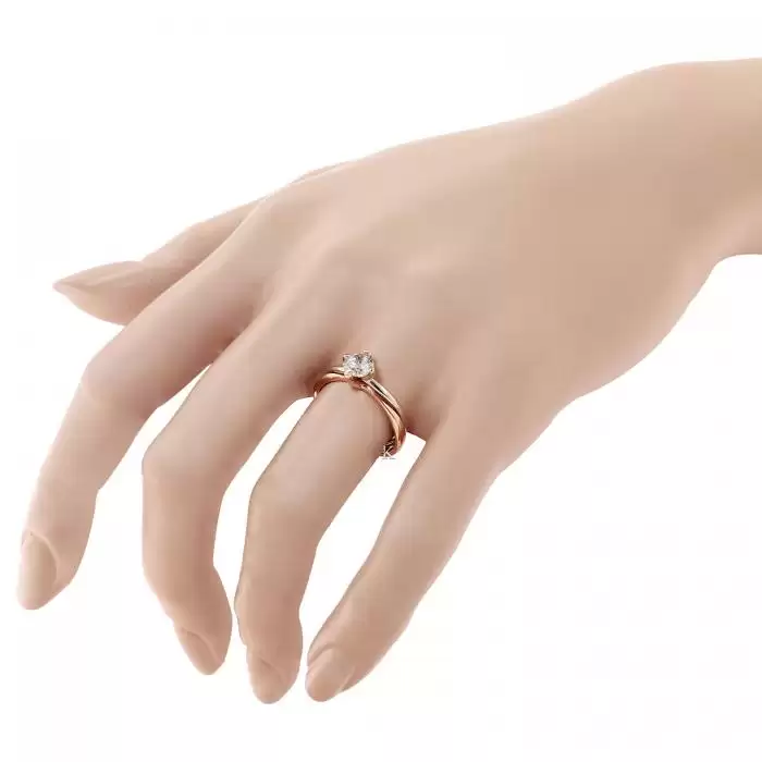 Μονόπετρο Δαχτυλίδι Λευκόχρυσος &  Ροζ Χρυσός Κ14 με Ζιργκόν