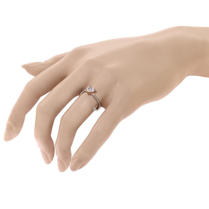 Δαχτυλίδι Μονόπετρο Λευκόχρυσος & Ροζ Χρυσός Κ14 με Ζιργκόν
