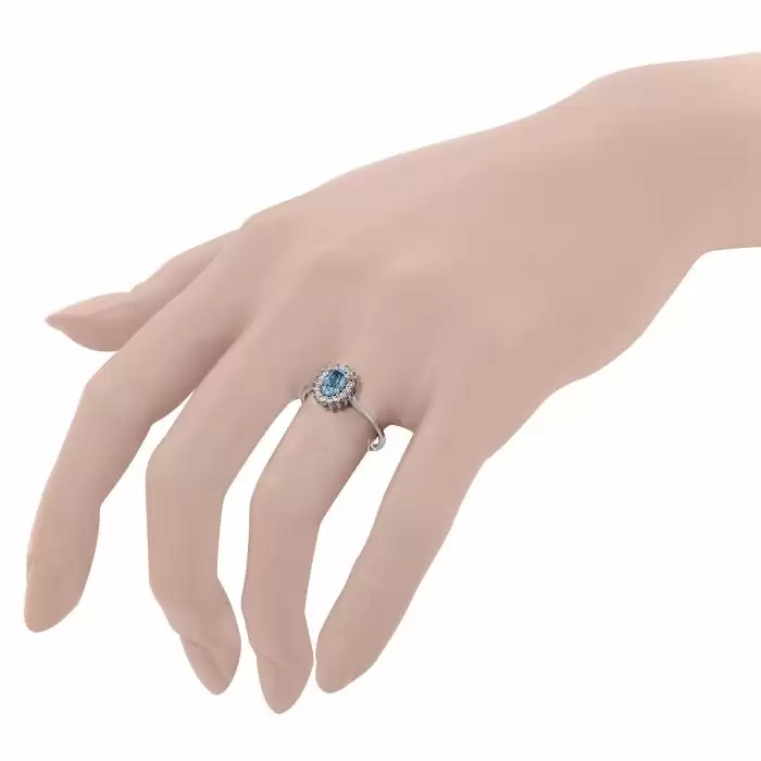 Δαχτυλίδι Ροζέτα Facad’oro Λευκόχρυσος Κ14 με Τοπάζι & Ζιργκόν