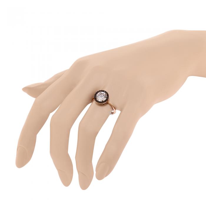 Δαχτυλίδι Ροζέτα Facad’oro Ροζ Χρυσός Κ14 με Ζιργκόν