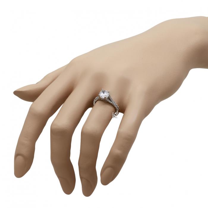 Μονόπετρο Δαχτυλίδι Facad’oro Λευκόχρυσος Κ14 με Ζιργκόν