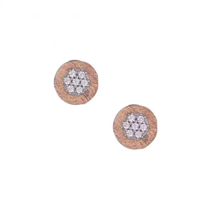 SKU-8719 / Σκουλαρίκια Ροζ Χρυσός & Λευκόχρυσος Κ14 με Ζιργκόν
