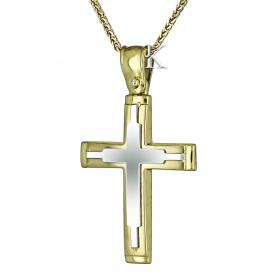 Σταυρός Ανδρικός Μοντέρνος Χρυσός & Λευκόχρυσος Κ14 SKU-8568